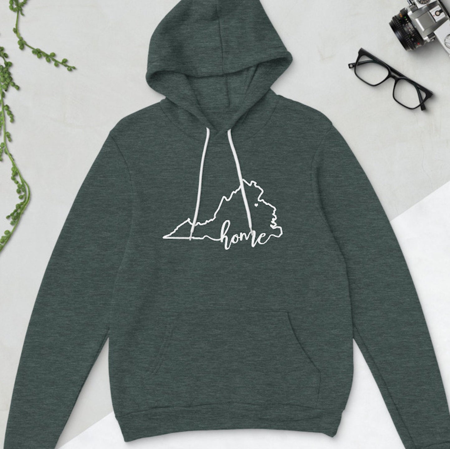 Virginia Home hoodie (with heart on hometown)